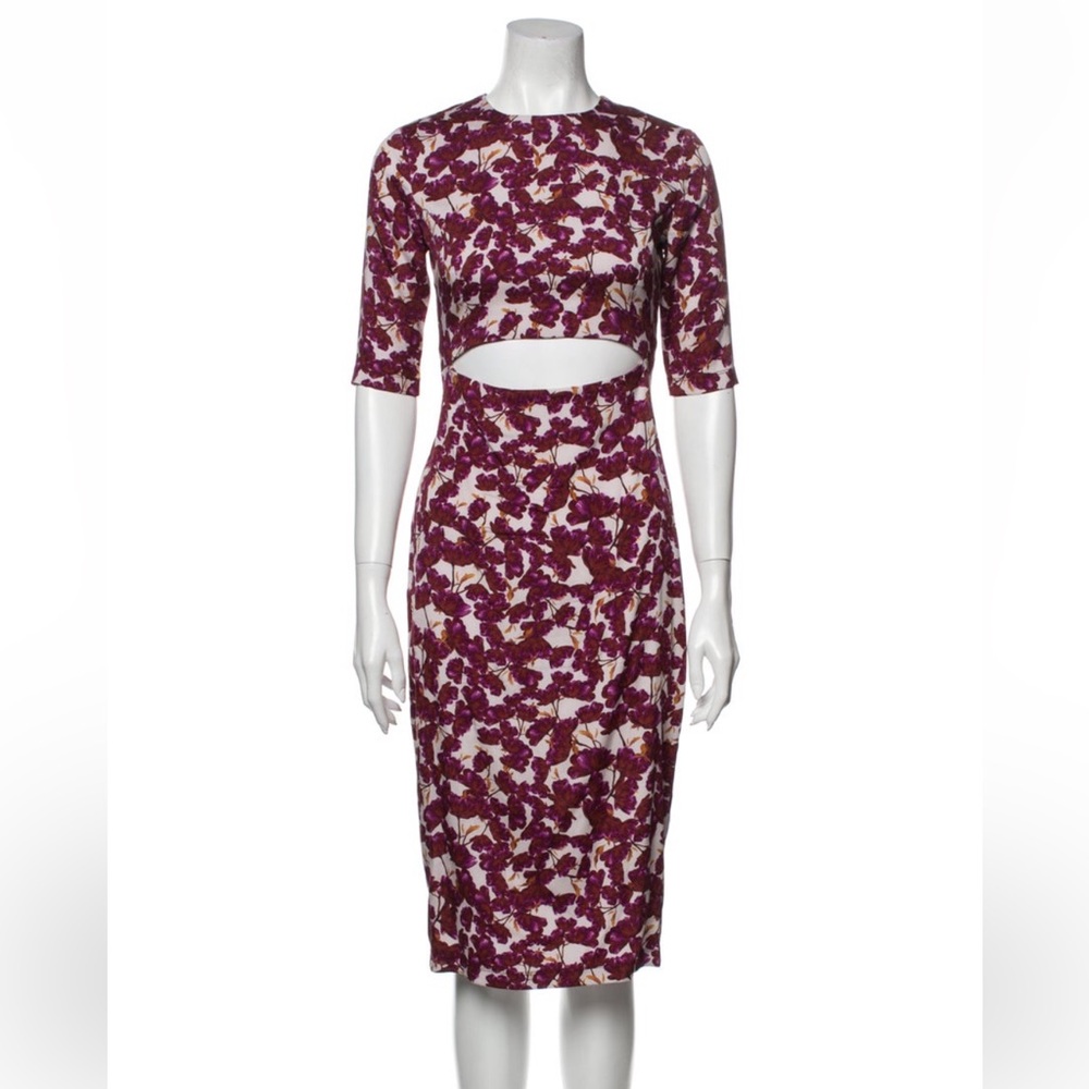 SUNO Floral Cutout Dress